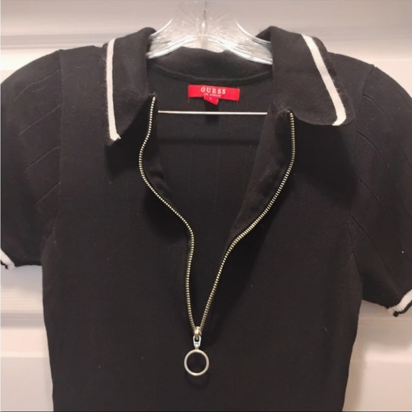 Guess Bodycon Black Casual Collared Chic Form Fitting Classy Dress Size L - Picture 3 of 8